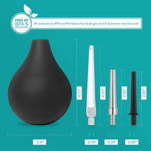 Load image into Gallery viewer, 7oz Black Enema Bulb Anal Douche Kit components

