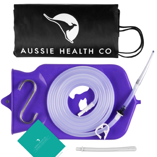 Aussie Health Co Non-Toxic Silicone Enema Bag Kit - 2 Quart Capacity